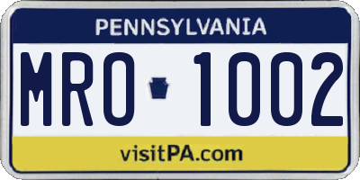 PA license plate MRO1002