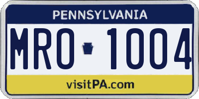 PA license plate MRO1004