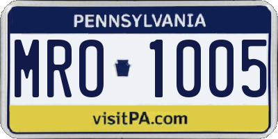 PA license plate MRO1005