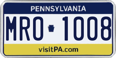 PA license plate MRO1008