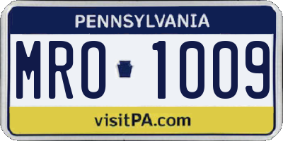 PA license plate MRO1009