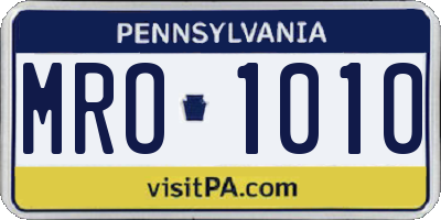 PA license plate MRO1010