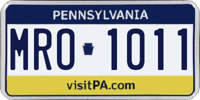 PA license plate MRO1011