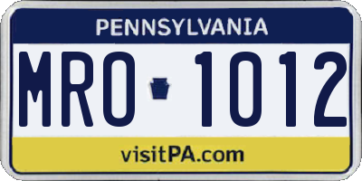 PA license plate MRO1012