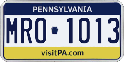 PA license plate MRO1013