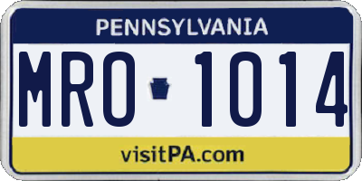PA license plate MRO1014