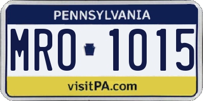 PA license plate MRO1015