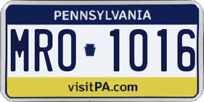 PA license plate MRO1016