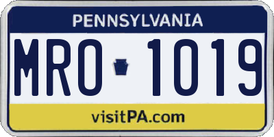 PA license plate MRO1019