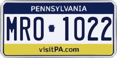 PA license plate MRO1022