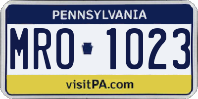 PA license plate MRO1023