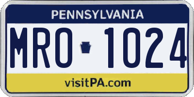 PA license plate MRO1024