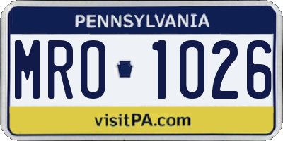 PA license plate MRO1026