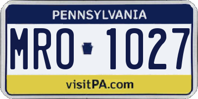 PA license plate MRO1027