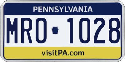 PA license plate MRO1028