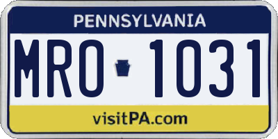 PA license plate MRO1031