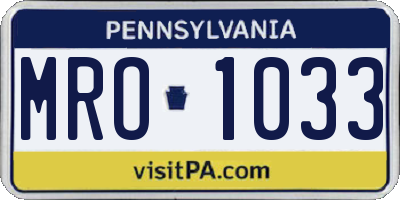 PA license plate MRO1033