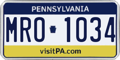 PA license plate MRO1034