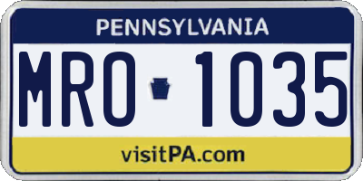PA license plate MRO1035