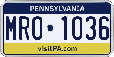 PA license plate MRO1036