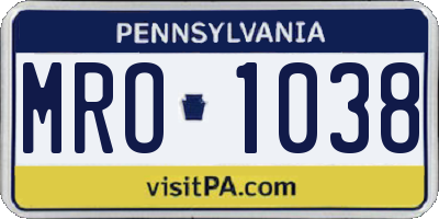PA license plate MRO1038