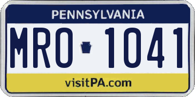 PA license plate MRO1041