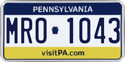 PA license plate MRO1043