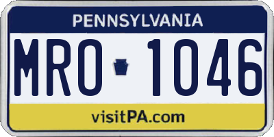 PA license plate MRO1046
