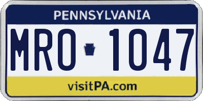 PA license plate MRO1047