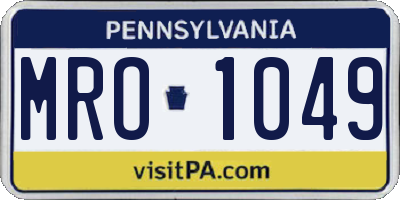 PA license plate MRO1049