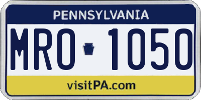 PA license plate MRO1050