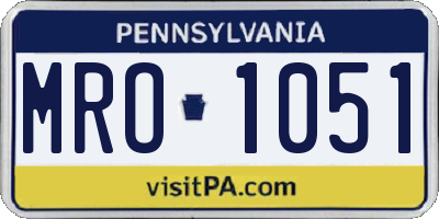 PA license plate MRO1051