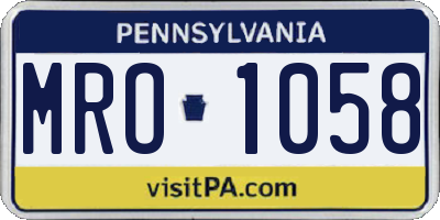 PA license plate MRO1058