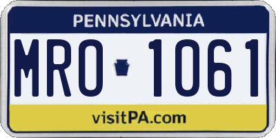 PA license plate MRO1061