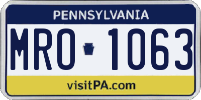 PA license plate MRO1063