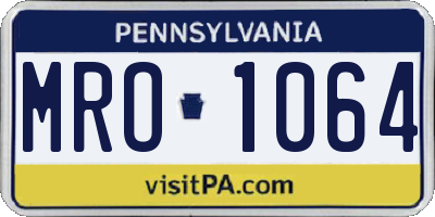 PA license plate MRO1064