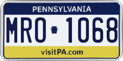 PA license plate MRO1068