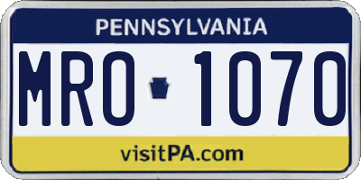 PA license plate MRO1070