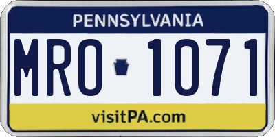 PA license plate MRO1071