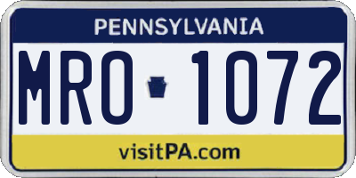 PA license plate MRO1072