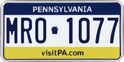 PA license plate MRO1077