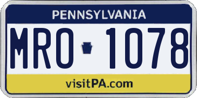PA license plate MRO1078
