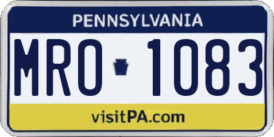 PA license plate MRO1083