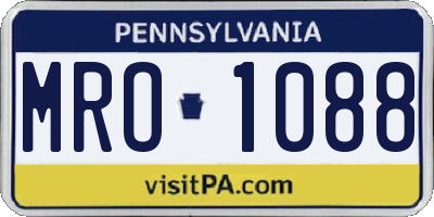 PA license plate MRO1088