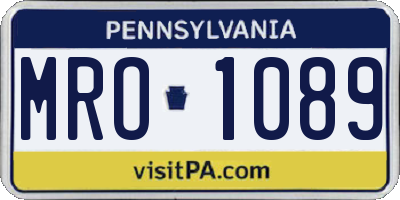PA license plate MRO1089