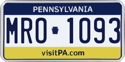 PA license plate MRO1093