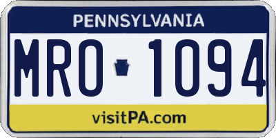 PA license plate MRO1094