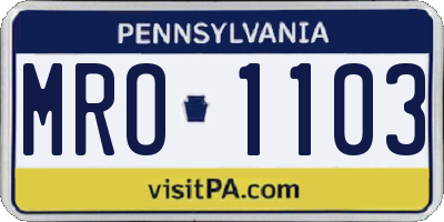PA license plate MRO1103