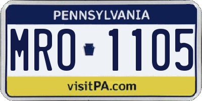 PA license plate MRO1105