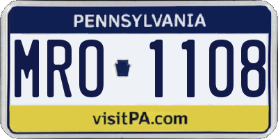 PA license plate MRO1108